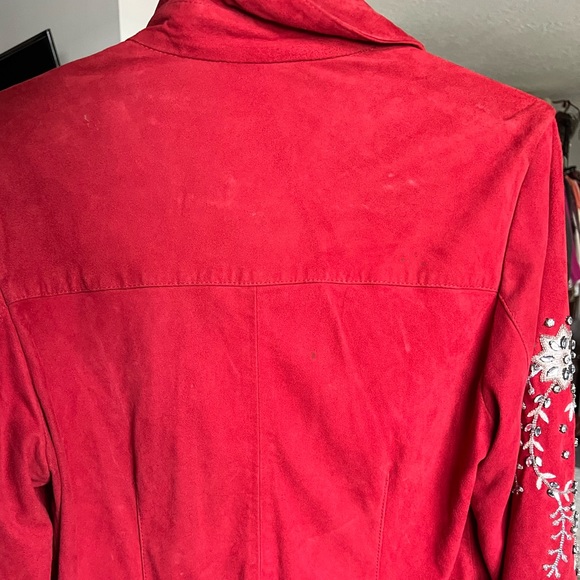 Double D Ranch Red Rhinestone & leather shirt Jacket - Picture 5 of 5